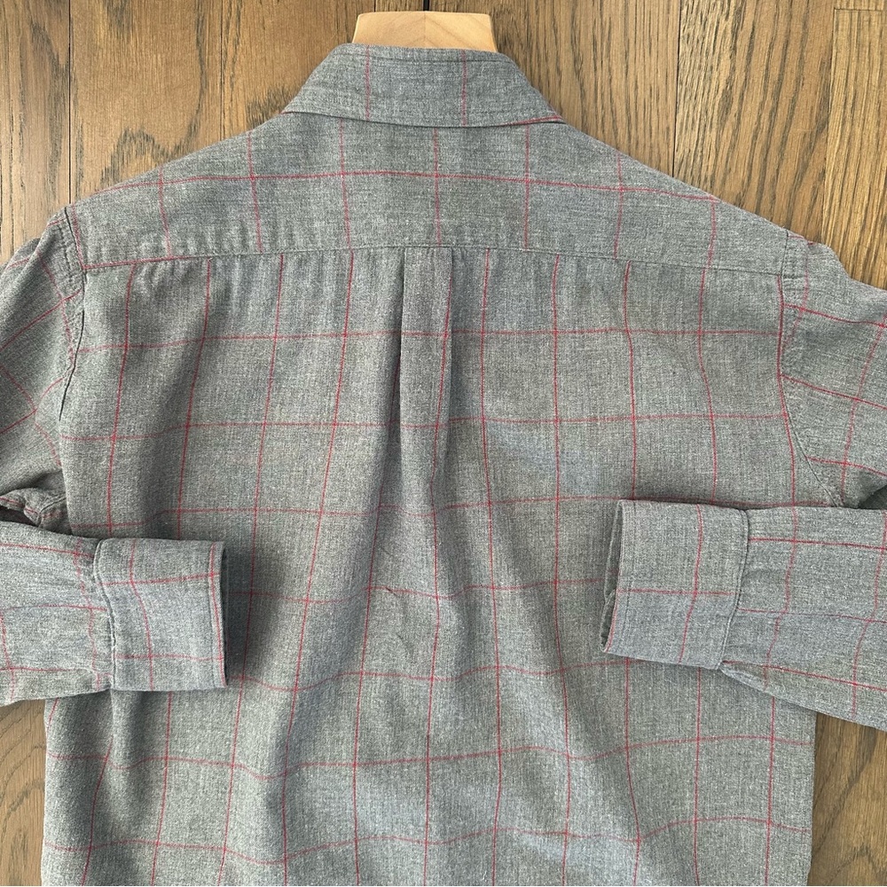 Steven Alan Men's Plaid Brushed Cotton Button Front Shirt in Grey and Red Small - Picture 8 of 8